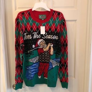 Ugly Christmas Sweater Golf Festive Crewneck - Red, Green, and Black